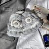 Gorro de lana Xingshi con pelo de conejo para mujer, otoño e invierno, lindo, cálido, protección para las orejas, circunferencia de cabeza grande, tejido a mano, gorro con cabeza de tigre, hace que la cara parezca pequeña