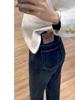 Jeans Rectos Vintage para Mujer Otoño e Invierno 2024 Nuevo Pequeñas Explosiones forrado de vellón Cintura Alta Adelgazantes Pantalones de Pierna Estrecha Ancha