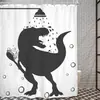 Cortina de ducha transfronteriza con estampado de gato de parodia, decoración de baño, cortina de ducha impermeable, impresión digital, cortina divisoria a prueba de humedad para baño