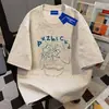 Camiseta de Verano Casual de Algodón Puro de Peso Pesado con Personalidad Estampado Tie-Dye Cuello Redondo Manga Corta Corte Holgado de Nicho Top Unisex Ropa de Pareja