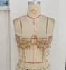 Chaleco estilo europeo y americano YYF, sujetador moderno con cuentas, cadena corporal de cuello halter, colgante transparente con cuentas, cadena para el pecho, gemas