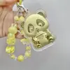 Pingente de Ouro Puro 999 Contendo Pingente de Chaveiro Ursinho Feliz de Chá com Leite Dourado como Presente para Sua Namorada