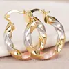 Pendientes Espirales Estilo Suave Japonés y Coreano Cao Shi para Mujer, Joyería Tricolor Pintada al Óleo de Metal, Joyería Popular Temu Estilo Vacacional