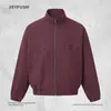Chaqueta de Mezclilla con Cuello Alto Decorado con Cremallera para Hombre, Estilo Otoño e Invierno, Chaqueta de Piloto Vintage Lavada de Color Sólido Estilo Americano