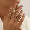 Joyería de Mano Popular Europea y Americana Transfronteriza, Anillos de Articulación Geométricos Sencillos Incrustados con Diamantes, Anillos Apilables para Mujer, Accesorios, Accesorios de Moda