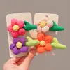 Pinza de Tela Linda para Niños Coreanos Flor Grande Bloques de Color Pinza Lateral Dopamina Lateral Frente Parte Posterior de la Cabeza Accesorio para el Cabello para Niñas