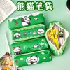 Estojo de Lápis Fofo de Panda para Alunos do Ensino Fundamental, Estojo de Lápis Grande Capacidade Cartoon, Bolsa de Lápis de Papelaria Infantil, Pequeno Presente de Feriado
