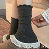 Meias 100% Algodão Meias Femininas Outono e Inverno Novo Estilo Meias Femininas de Cano Médio Florzinhas Casuais Versáteis Início do Outono Retrô Meias Largas