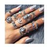 Cross-border Hot-selling Turquesa Ring Vintage esculpido preto Gem Ring personalizado Turtle Flower Combinação 16 peças Set para Mulheres