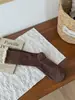 Calcetines de Encaje de Algodón Estilo Coreano para Mujer, Media Pantorrilla, Nueva Colección Primavera/Verano, Calcetines Holgados de Doble Aguja Estilo Universitario, Calcetines de Punto Trenzado Color Sólido, Calcetines Xiaohongshu