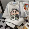 Roupas de Trabalho de Verão 2025 Estilo Japonês Doce e Fresco Estilo Bonito Camiseta de Manga Curta Estampada Casual Versátil Solta Gola Redonda Top Feminino