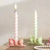 Adornos creativos estilo ins de alta gama para hacer tú mismo, candelabro con lazo rosa, vela aromática de varilla larga, molde de silicona