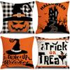 Funda de Almohada de Lino para Decoración de Halloween de Amazon, Funda de Almohada para Sofá con Cabeza de Calabaza Divertida