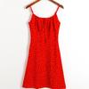 L24034-23 Novo Estilo Outono Estilo Europeu e Americano Cordão no Peito Decoração de Alça Bolinhas Vestido Curto Casual de Suspensório