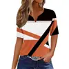 Camiseta Feminina de Manga Curta com Gola V Exposta aos Ossos da Clavícula, Botões Únicos, Exportação Transfronteiriça da Amazon, Cor Mista para Verão 2024 Wg19