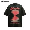 Camiseta Nacional de Moda Retro Sombra al Atardecer de Manga Corta Verano para Hombre y Mujer Estilo Americano Marca de Moda Estilo Holgado Perezoso Camiseta de Media Manga para Pareja