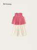 Ropa Infantil Yubao Traje de Niña Verano Nuevo Color Sólido Plisado Top sin Mangas Blanco Simple Casual Pantalones Conjunto de Dos Piezas
