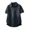 Camiseta tipo Polo de Punto Trenzado Estilo Americano con Cuello Solapa de Manga Corta para Hombre y Mujer, de Moda Casual Holgada, Transfronteriza Verano 2026