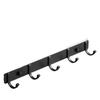 Gancho de inodoro negro, sin perforaciones, para guardarropa, para probador de inodoro, toallero de aluminio, con una hilera de tiras largas.