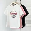 Camiseta Casual de Manga Corta con Estampado Retro de Letras Versátil de Verano Nueva para Mujer Talla Grande 100 kg Top 9639