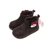 Sapatos de Bebê com Forro de Pelúcia Curta, Botas de Couro Estilo Coreano para Meninas, Botas Martin de Cano Médio para Crianças 3988