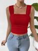 Ropa de Mujer Europea y Americana Transfronteriza 2024 Amazon Primavera y Verano Nueva Moda Sin Mangas Ombliguera Cuello Cuadrado Tirantes Chaleco Top