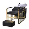 Cama de Lavar Cabelo Tendência para Salão de Beleza Cerâmica Fashion Bacia Profunda Simples Semi-Reclinável Cama de Lavagem Exclusiva para Salão de Alto Padrão