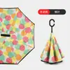 Paraguas Invertido Automático de Doble Capa con Mango Largo para Hombres y Mujeres, Protección Solar, Lluvia o Sol, Parasol Grande de Doble Capa Resistente al Viento para Montar en el Coche