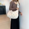 2023 outono e inverno moda casual grande bolsa de pelúcia ombro nas axilas bolsa simples cor de contraste bolsa de ombro portátil xadrez bolsa feminina