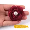 4.5cm Hecho a Mano Coreano Borde Quemado Camelia Estéreo Accesorios para Peinado DIY Broche de Perla de Organza Accesorios para Ropa