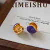 Brincos de Feijão Acácia Coloridos em Esmalte Estilo Minimalista Moda Europeia e Americana com um Toque de Luxo Leve e de Alta Qualidade, Presilhas de Orelha Elegantes e Acessórios de Orelha para Mulheres