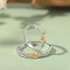 Anillos de Pareja de Roble y Ceiba de Plata Esterlina S925, Diseño de Nicho Abierto Unisex, Anillos de Pareja Estilo Bosque, Regalo para Novia
