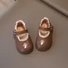 Sapatos de Couro com Renda para Crianças 2026 Moda Primavera e Outono Sapatos de Princesa Bordados com Cogumelo de Desenho Animado para Meninas e Crianças Pequenas
