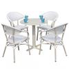 Mesa y Silla de Exterior con Combinación de Sombrilla Ocio Cafetería Jardín Terraza Silla de Malla Muebles Hierro Blanco Mesa y Silla de Exterior