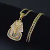 Colar Hip Hop Transfronteiriço Pingente Faraó Egípcio Esfinge Amazon wish Colar Masculino da Moda