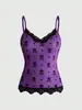 Camiseta Interior Ajustada Calavera Cruzada Dulce Fresca Estilo Oscuro Top Americano INS Ribete de Encaje Camisola