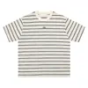 Camiseta de Manga Corta con Diseño de Bloques de Color a Rayas Retro Americana 2026 para Hombre, Camiseta Holgada de Verano Estilo Callejero Cuello Redondo Manga Media