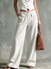 Calça de Veludo Cotelê Wide Leg Retrô Outono/Inverno 2026 para Mulheres, Calça Reta de Cintura Alta com Bolsos Duplos, Calça Casual Transfronteiriça Europeia e Americana