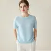 Nuevo Suéter de Punto Fino para Mujer Otoño/Invierno 2026, Manga Corta de Seda y Cachemira, Cuello Redondo, Color Sólido, para el Trabajo