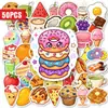 Compra directa transfronteriza de 50 lindas pegatinas de comida: donas, pasteles, café, frutas, pegatinas decorativas impermeables para agendas