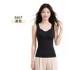 Colete térmico feminino para outono e inverno com bojos embutidos, design push-up, ajuste elástico, forrado com fleece, colete térmico sem costura