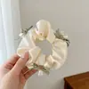 Elástico de Cabelo Flor de Lírio do Vale com Pingentes, Scrunchie Floral, Elástico de Cabelo para Meninas, Acessório de Cabelo