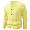 Cardigan de Punto Trenzado con Cuello Alto para Hombre Otoño/Invierno 2026 Color Sólido Manga Larga Botones Suéter Ropa Exterior Casual Chaqueta Multicolor