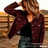 Nueva Chaqueta Corta de Mezclilla de Algodón Transfronteriza Otoño e Invierno Estampado Digital 3D Moda Personalidad Top Delgado Mujer