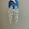 Brincos de borla em formato de flor com zircônia super brilhante, estilo europeu e americano de luxo, brincos de banquete do palácio, brincos de luxo leve de alta qualidade para mulheres