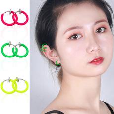 时尚欧美耳圈荧光色无耳洞耳环  夹式唇环肚脐环女烤漆弹簧耳夹