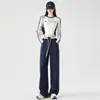 Pantalones Deportivos de Estilo Americano con Bloques de Color y Doble Cintura para Mujer, Novedad Otoño 2026, Pierna Recta, Adelgazantes, Cintura Alta, Casual, Pierna Ancha