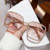 Gafas de sol con montura rosa transparente, Protección solar, Protección UV, Gafas de sol de montura grande a la moda, Gama alta, Gafas de sol adelgazantes para caras grandes