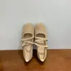 Nuevos zapatos de ante retro de otoño de nicho cómodos de un solo color 2026 con estilo Mary Jane, tira cruzada, color albaricoque y marrón, para mujer