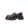 Mocasines básicos versátiles de cuero genuino completo por dentro y por fuera Primavera 2024 Tacón medio grueso Suela gruesa Punta redonda Piel de vaca Escotados para mujer